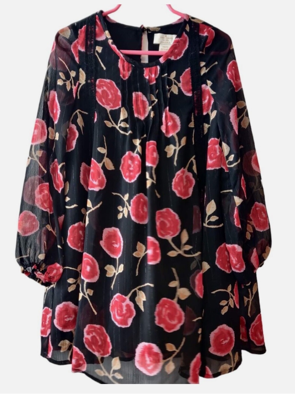 Kate Spade Chiffon Girls dress with long sheer sleeve 14Youth